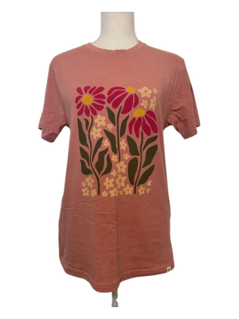 Liv Outdoor Floral Graphic Tee Women's Size Medium Dusty Rose *Like New* E-2168
